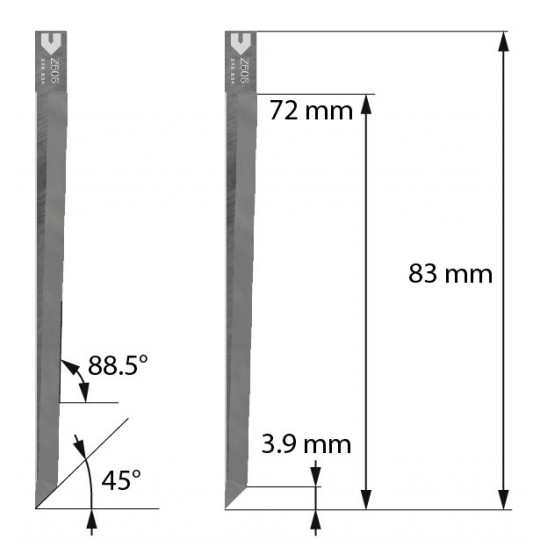 Blade compatible with Zund - 5210315 - Z606 - Max. cutting depth 72 mm