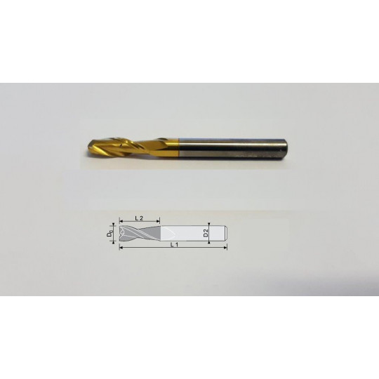End mill 2 sharp covered/hardened for long life Dc 5 D2 5 L2 12 L1 50