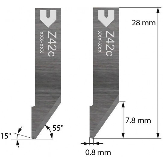 Cuchilla compatible con Zund - 5203005 - Z42C - Corte 7.8 mm