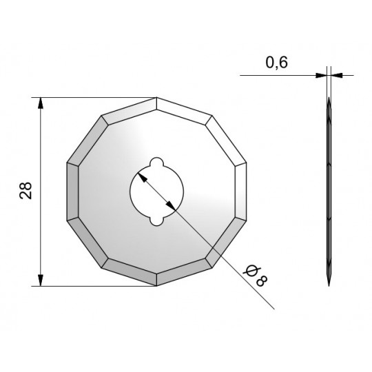 Rotative blade 7459 - Ø28 mm - Ø inside hole 8 mm 