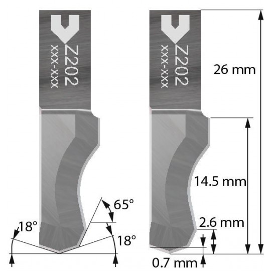 Lama compatibile con Iecho - Z202 - Spessore di taglio fino a 14.5 mm