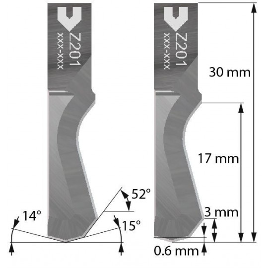 Blade Iecho compatible - Z201 - Max. cutting depth  16 mm