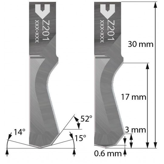 Lama compatibile con Iecho - Z201 - Spessore di taglio fino a 16 mm