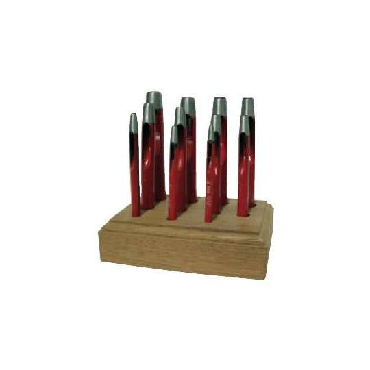 Set 11 hollow cutters at tubular hammer circular holes from 2 to 12 mm