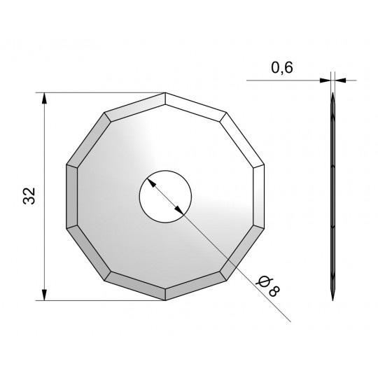 Ostrze CE52 - Ø 32 mm - otwór wewnętrzny Ø 8 mm