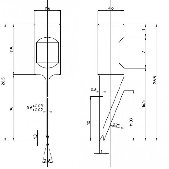 Cuchilla 48023 - Corte 6 mm - Espesor cuchilla 0.6 mm