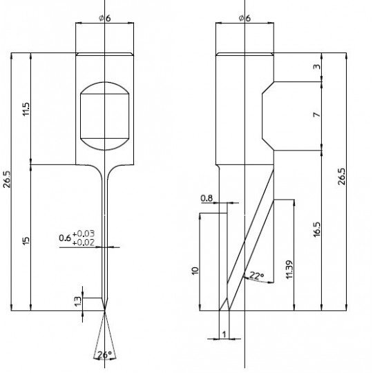 Lama 48023 - Spessore del taglio 6 mm - Spessore lama 0.6 mm