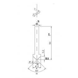 Countersink do fazowania tworzyw sztucznych Drewno Forex L 50 S 6 B1 5.2 D1 1.2 D 12 α 92°