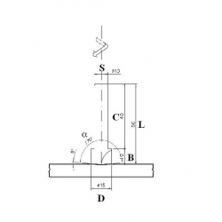 Countersink do fazowania tworzyw sztucznych Drewno Forex S 10 C 40 L 50 B 10 D 15 α 170°